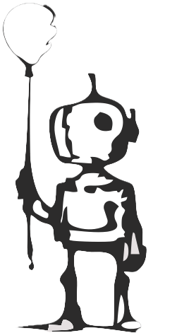 Mascote do interligas.org: robô com balão em formato de rosto